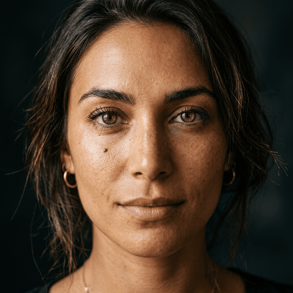 Fictional AI model — extreme beauty close-up